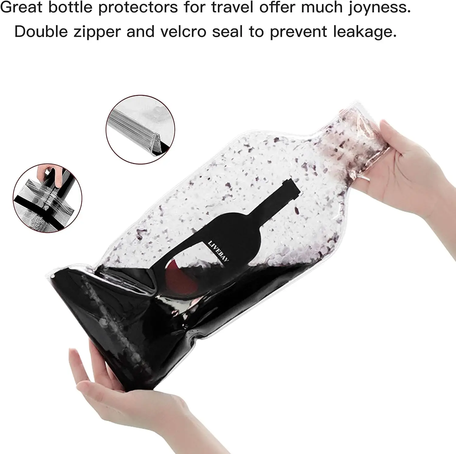 5 Pack Reusable Wine Bag for Travel Wine Bottle Protector Sleeve for Airplane Car Cruise Protection Luggage Leak-proof - Image 2