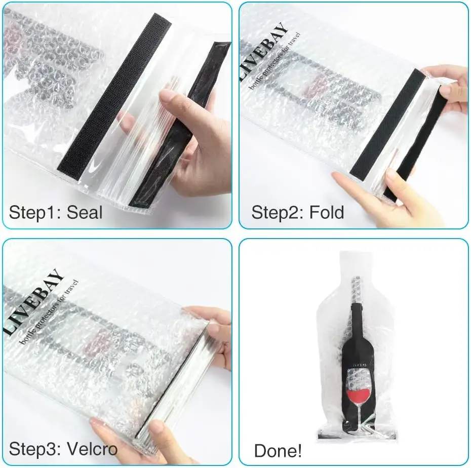 5 Pack Reusable Wine Bag for Travel Wine Bottle Protector Sleeve for Airplane Car Cruise Protection Luggage Leak-proof - Image 3