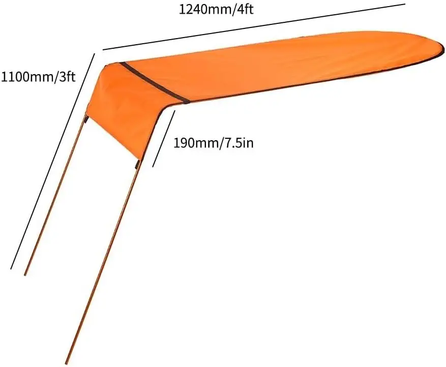 Canoe Kayak Boat Sun Shade Canopy Kayak Sun Shade Canopy Foldable Kayak Umbrella Canoe Awning Sun Shade Canopy for Kayak Outdoor Boat Canoe Fishing(Orange), 3D2Z6JN70805OF73E8E08N6I7 - Image 3