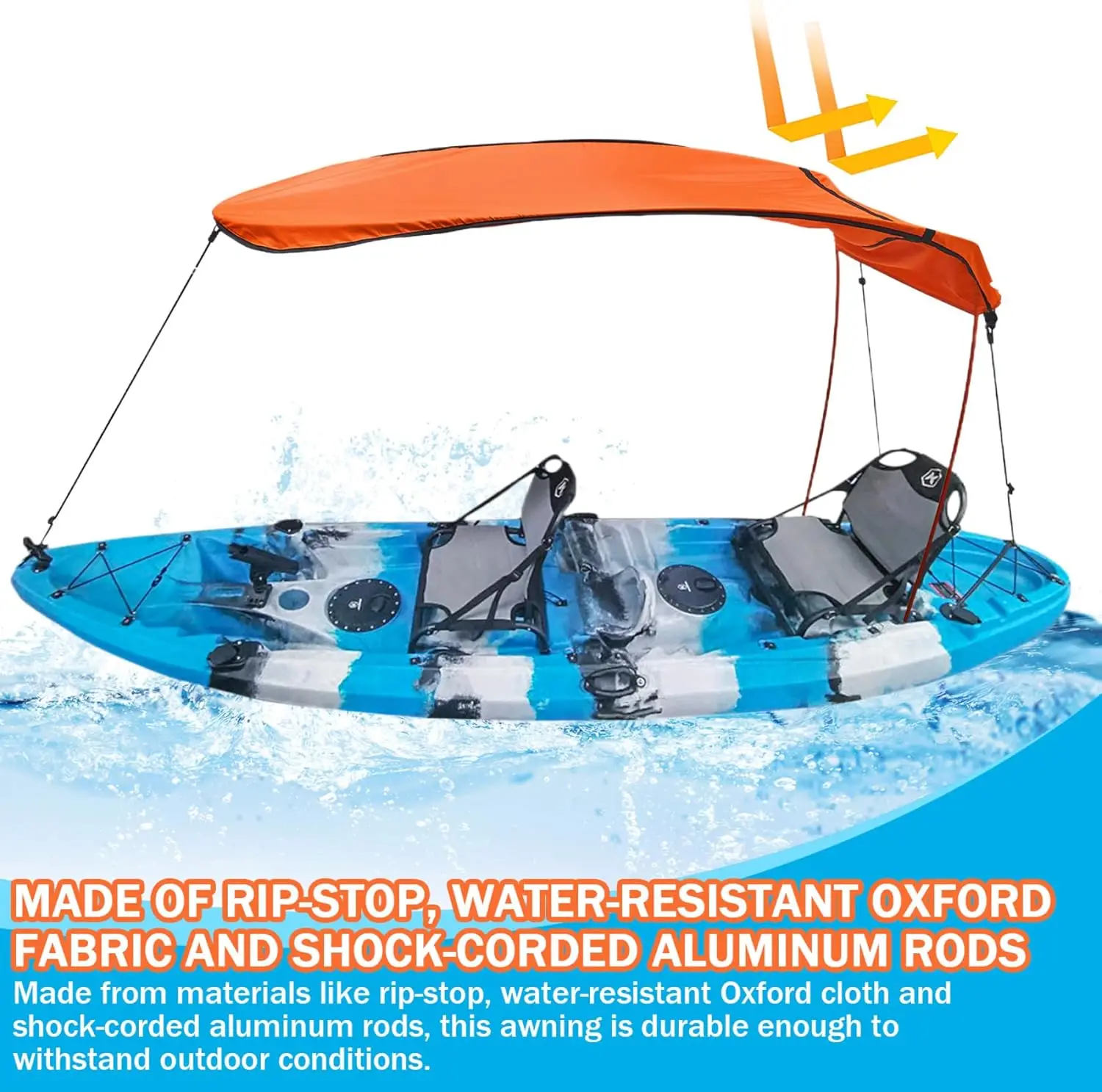 Kayak Shade,Kayak Umbrella Sun Protection Kayak Shade Rain-proof 49in Boat Shades Canopy with Elastic Band Outdoor Boat Umbrella for 1-2 People, Orange - Image 4