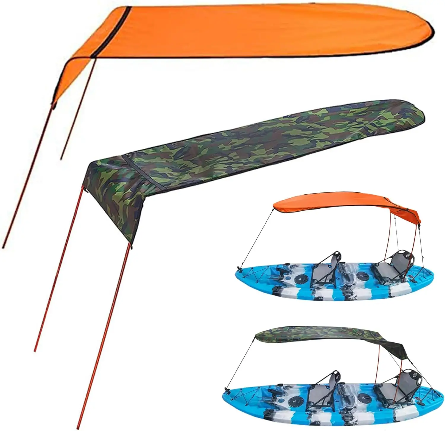 Kayak Shade,Kayak Umbrella Sun Protection Kayak Shade Rain-proof 49in Boat Shades Canopy with Elastic Band Outdoor Boat Umbrella for 1-2 People, Orange - Image 7