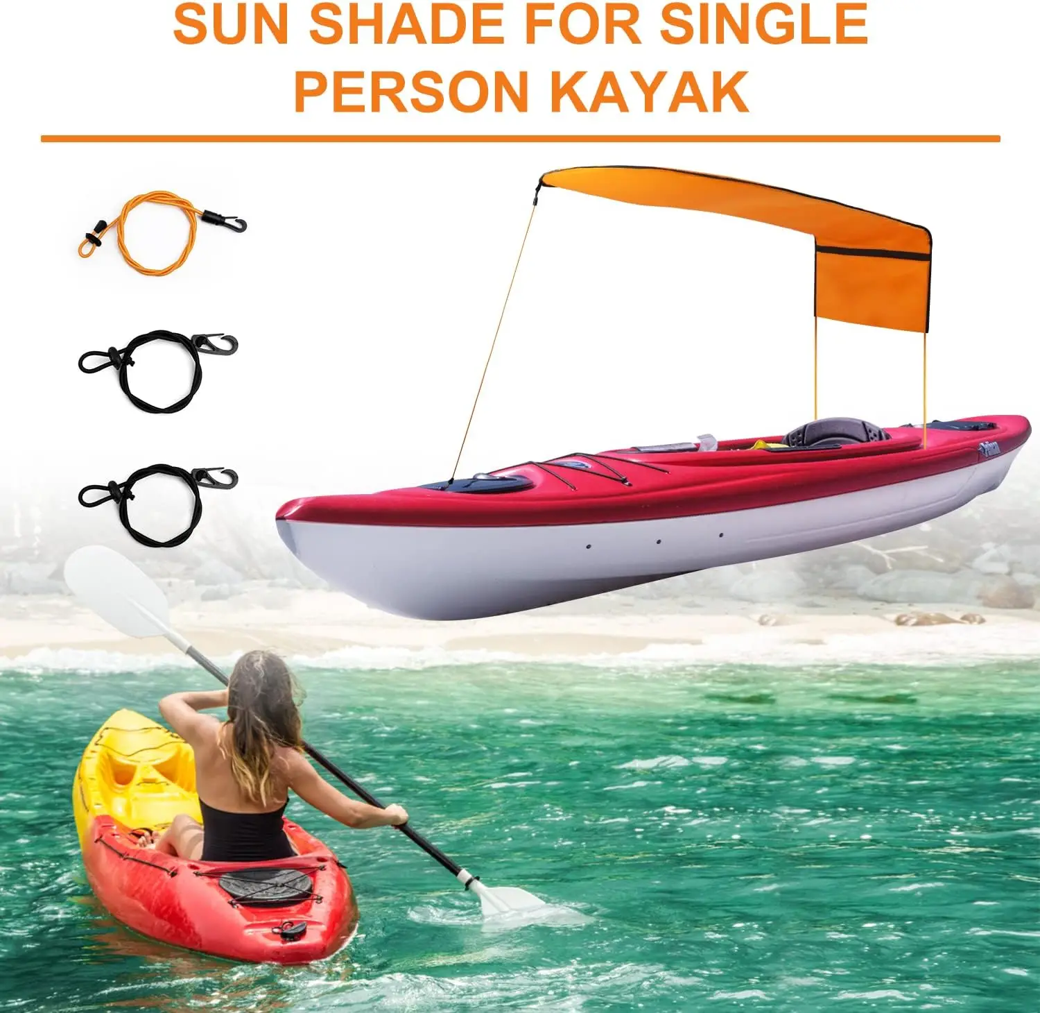 Kayak Sun Shade Canopy, Waterproof Single Person Sun Shade Portable Foldable Kayak Umbrella Canoe Awning Sun Shade Canopy for Kayak Outdoor Boat Canoe Fishing - Image 2