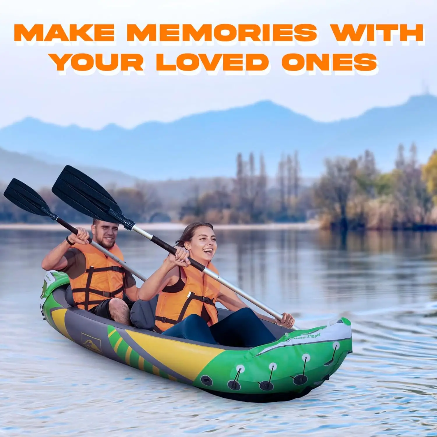 NEW 2024 Keystone Peak 2 Person Inflatable Kayak with Exclusive Sun Canopy (Detachable) + Kayaks for Adults + 3rd Seat for Dog/Child + Waterproof Phone Bags + Adjustable Seats + Backrests + More - Image 8