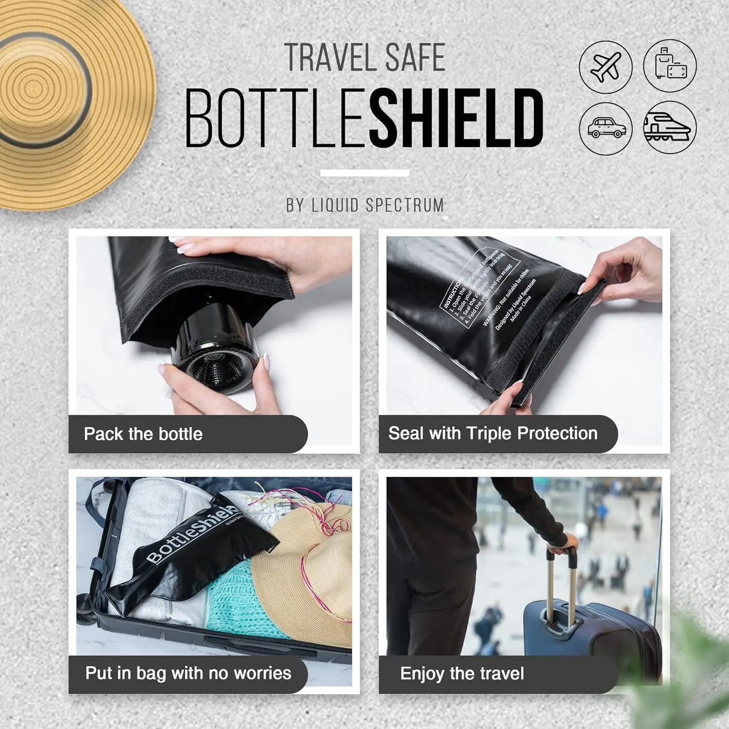 Reusable Wine Protector Travel Bag by Bottle Shield (3-pack) - Unbreakable Bottle Shipping Sleeve, Leak Proof & Double Layer Wine Bubble Wrap Sleeve | Travel Wine Bags for Suitcase Luggage - Image 3
