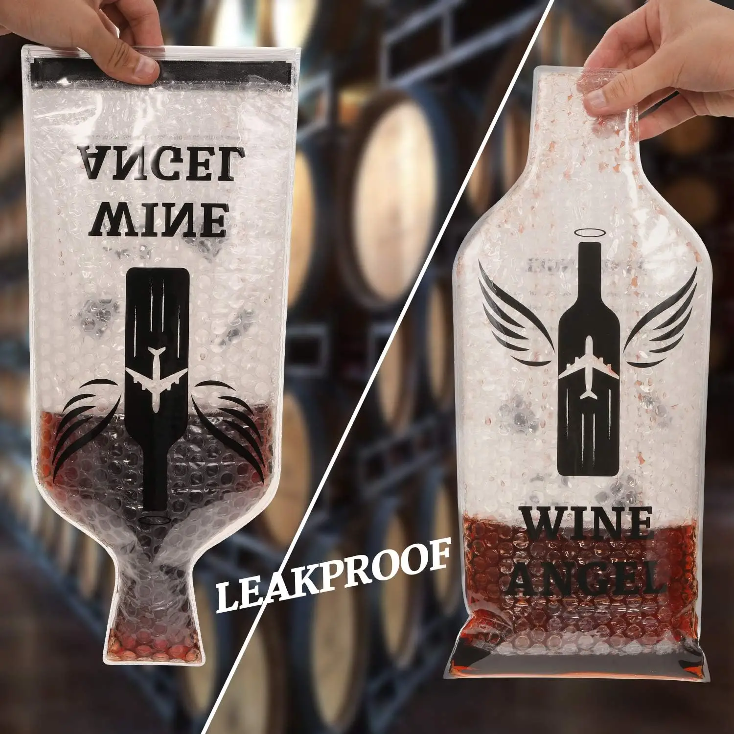 [UPGRADED PROTECTION] 4 Set (8 pcs) Reusable Wine Bags for Travel, Wine Protector Sleeve Case, Airplane Car Cruise TRIPLE Luggage Leak-proof Safety Impact Resist - Image 5