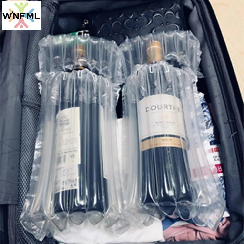 WINFML® 10 Packs Inflatable Wine Bottle Protector for Travel, Wine Bottle Shipping Packaging Airplane Travel, Air Column Cushion Bags with Large Size Pump - Image 7