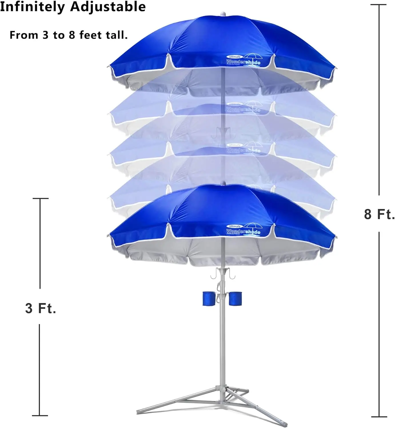Wondershade Ultimate Portable Sun Shade Umbrella for Instant Lightweight and Adjustable Sun Protection - Blue - Image 4
